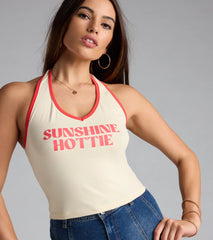 Sunshine Hottie Graphic Halter Top