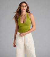 Feel The Vibes Halter V-Neck Crop Top