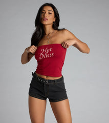 Hot Mess Graphic Tube Top