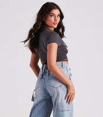 Biker Vibes Motorcycle Cropped Graphic Tee