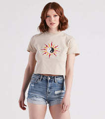 Find Balance Ying Yang Graphic Crop Tee