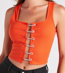 Make It Pop Rhinestone Safety Pin Tank Top