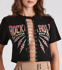 Girls Rock Chain Trim Graphic Tee
