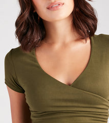 New Level Short Sleeve Wrap-Front Top