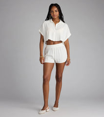 Casual Plans Button-Down Linen Top