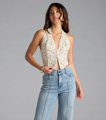 Catch My Sweetness Halter Floral Corset Top