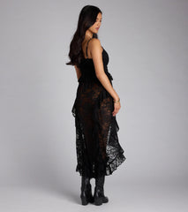 Romance Rules Lace-Up Lace Tunic Top