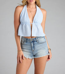 Flirty And Flowy Striped Woven Halter Top