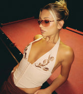 Charming Drama Plunge Halter Corset Top