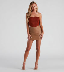 Honey, I'm Home Faux Suede Bustier