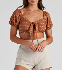 Dainty Floral Dot Tie-Front Top