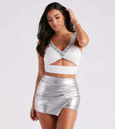 Bejeweled To Meet Ya Mesh Crop Top