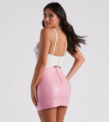 Radiant Glamour Rhinestone Faux Leather Corset