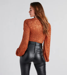 She's A Vision Sequin Lace-Up Crop Top