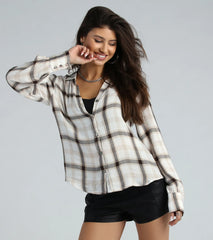Days In Plaid Button Down Shirt Top