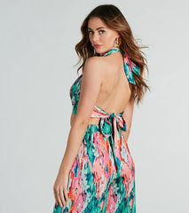 Color Me Pretty Satin Abstract Crop Top