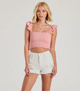 Pretty Darling Sleeveless Smocked Crop Top