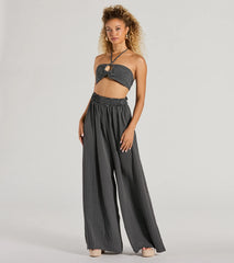 All Set Up Geometric Bandeau Halter Crop Top
