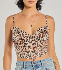 Ever Fierce Leopard Print Satin Corset