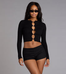 Peek the Drama Long Sleeve Crop Top
