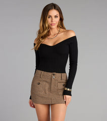 Effortless Chic Knit Off-The-Shoulder Long Sleeve Bodysuit