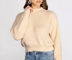Angora Knit Mock Neck Sweater