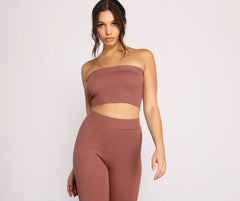 Keeping Knit Casual Crop Tube Top