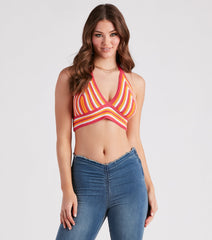 Desert Heat Crochet Striped Crop Top