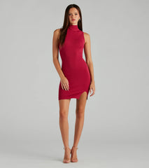 Knit Talks Mock Neck Sleeveless Sweater Dress