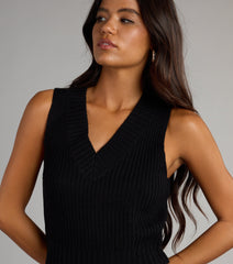 Preppy Babe V-Neck Cropped Sweater Vest