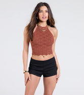 Signs Of Sunshine Halter Knit Crop Top