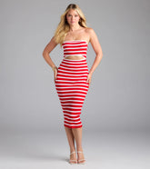 Exceptional Cutie Striped Cutout Midi Dress