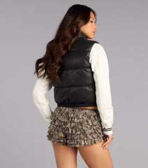 Street Style Cozy Faux Leather Puffer Vest