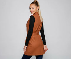 City Girl Faux Wool Trench Vest
