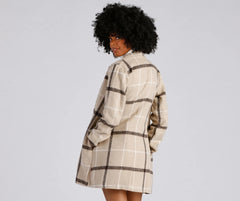 City Bound Plaid Faux Wool Coat