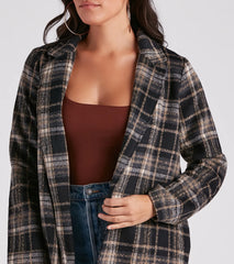 City Girl Plaid Faux Wool Coat