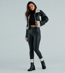 City Slicker Faux Leather Sherpa Lined Jacket