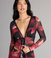 Soft Serve Floral Ruffle Tie-Front Top