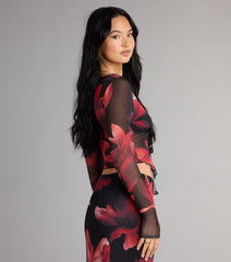 Soft Serve Floral Ruffle Tie-Front Top