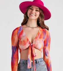 Dreamy Summer Vibes Mesh Tie-Front Top