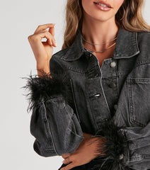Here To Standout Marabou Denim Jacket