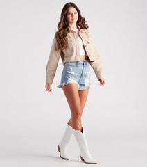 Casual Perfection Cropped Denim Shacket