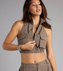 Zip It and Chill Mock Neck Cargo Vest