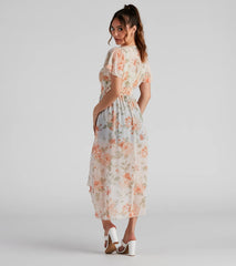 Breezy Flutter Sleeve Floral Duster