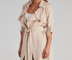 Shift In Season Linen Belted Trench