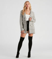 She's All That Tweed Plaid Blazer