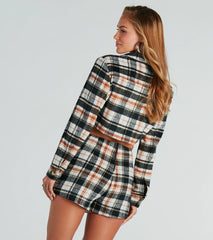 Cozy Trend Plaid Crop Shacket