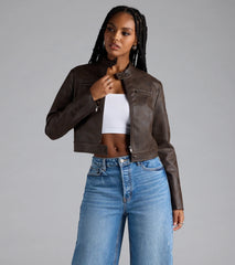 Along For The Ride Faux Leather Biker Jacket