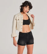 Chill Moments Long Sleeve Crop Denim Trucker Jacket