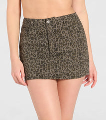 Chasing You Mid-Rise Leopard Denim Mini Skirt